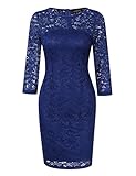 HiQueen Women's Vintage Scoop Neck 3/4 Sleeve Floral Lace Slim Casual  Dress