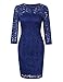 HiQueen Women’s Vintage Scoop Neck 3/4 Sleeve Floral Lace Slim Casual  Dress
