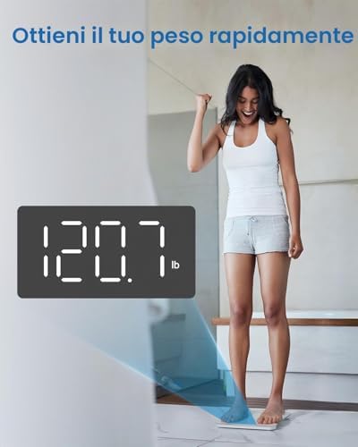 Bilancia Pesapersone Digitale, Vetro Temperato, Display LED