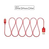 Omars Apple MFI Certified PET Braided 8pin Lightning to USB to USB Sync Charger Cord with Aluminum Connector Head (3.3 Feet / 1m) - Red