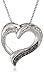 Sterling Silver Black Diamond Heart Pendant Necklace (1/10 cttw), 18