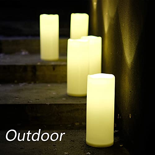 NONNO&ZGF 4X10'' Large Outdoor IP44 Warm White LED Rainproof Waterproof Candles, Huge Flameless