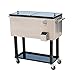 Tenive 80-Quart Stainless Steel Patio Cooler Portable Ice Cooler Cart Rolling Party Drink Entertaining Outdoor Cooler Cart - Silver