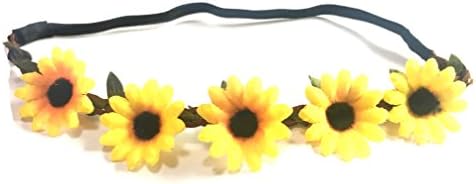 LITTLE FEATHER Tropical Hawaiian Sunflower Crown, Sunflower Hair wreath,Bridal Headpiece Festivals Headband