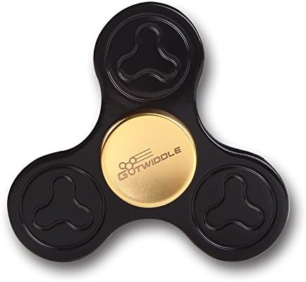 GoTwiddle Spinner Fidget Toy Metal Triangle Hand Spinner - High Speed Bearing - Stainless Steel Metal Frame - for Calm Focus ADHD Autism - Kids Adult - Spin 2-5 Minutes - (Zephy) (Gold Cap)