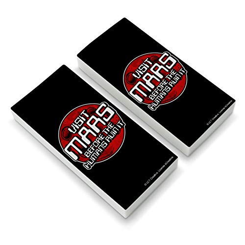 Visit Mars Before The Humans Ruin It Red Planet Funny Humor Eraser Set of 2