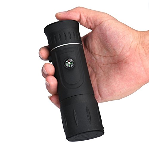 AutumnFall Monocular Telescope,16x52 Focus Zoom Outdoor Handheld Monocular Telescope Camping with Compass (Black)