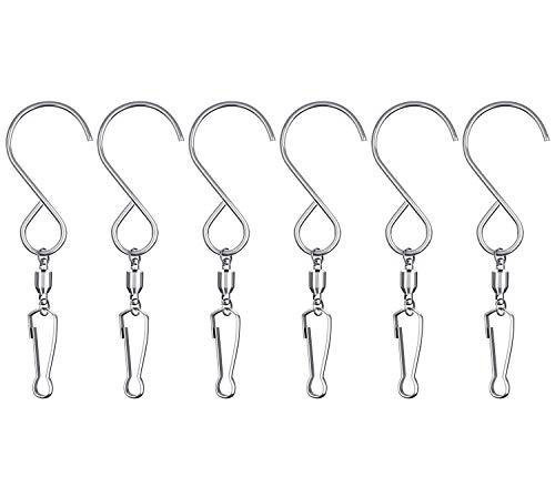 CandyHome Swivel Hook Clips for Hanging Wind Spinners, Wind Chimes, Crystal Twisters and Party Supply (6 Pack)