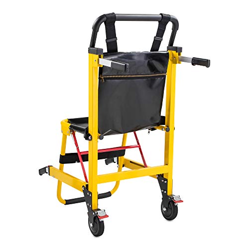 LINE2design EMS Stair Chair 70015-Y Medical Emergency Patient Transfer - 2-Wheel Deluxe Evacuation Chair - Ambulance Transport Folding Stair Chair Lift - Load Capacity: 400 lb. Yellow