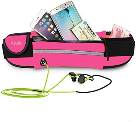 #1 TOP RATED WAIST BELT, Atelic® Flip with Earphone Hole Running Runner Money Belt Waist Pack Bag Fitness for Exercise, Running, Hiking, Travel iPhone 6" Size Adjustable Water Resistant Waterproof
