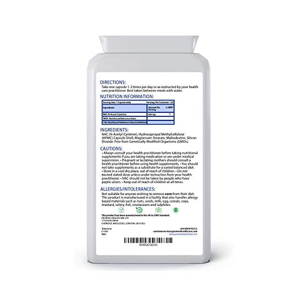 NAC-N-Acetyl-Cysteine-600mg-120-Capsules-UK-Manufactured-GMP-Standards-by-Prowise-Healthcare-Suitable-for-Vegetarians-and-Vegans NAC N-Acetyl-Cysteine 600mg | 120 Capsules of Nac N-Acetyl-Cysteine | Vegan N-Acetyl-Cysteine Nutritional Supplements…