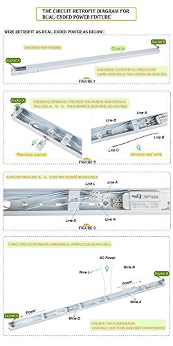 image for 6-Pack of KEDSUM T8 LED Light Tube, 4ft, 22W (70W Equivalent),2400Lm,6