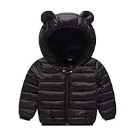 LIUONE Unisex Baby Coat Cute Bear Ears Hooded Winter Warm Coats Jackets Outerwear Puffer Jacket Black 110