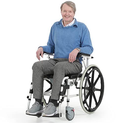 OasisSpace Shower Wheelchair Commode Rolling Shower and Commode Transport Chair with Wheels
