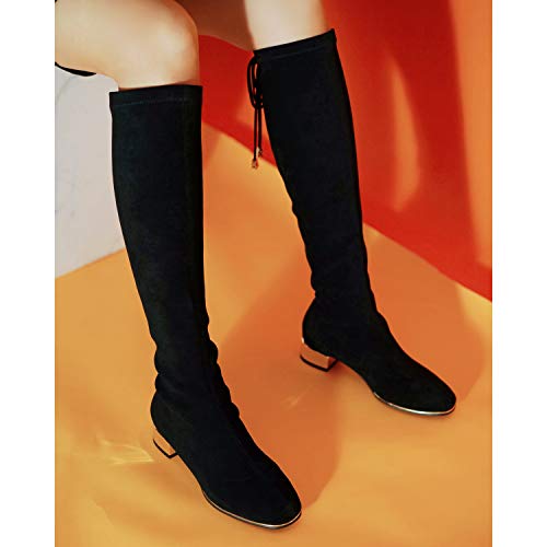 CPARAVANO-Knee-High-Boots-for-Women-I-Black-Boots-for-Women-I-Stretch-Boots-for-Women-with-Block-Heel-I-Thigh-High-Boots-I-Suede-Sock-Boots-I-Lycra-Stretch-Knee-High-Boots