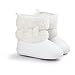 LIVEBOX Baby Girls' Premium Soft Sole Bow Anti-Slip Mid Calf Warm Winter Infant Prewalker Toddler Snow Boots (L: 12~18 Months, White)