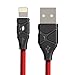 Aimus Phone Charger Cable, 3 Pack 4FT+4FT+6FT Cotton Braided Data Cable Line with LED Light USB Charger Cable Gaming Charging Cable Cord Compatible with iPhone X/8/7/7 Plus/6/6s/5/, iPad and iPod- Red