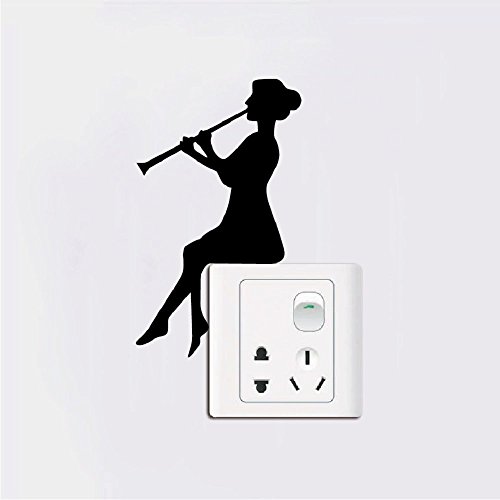 Girl Playing Clarinet Light Switch Sticker Classical Music Wall Sticker