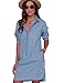 OVERMAL Women's Fashion Roll Sleeve Button Closure Jeans Dress