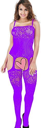 Women Sexy Lace Fishnet Lingerie Crotchless Bodysuit Bodystocking Sleepwear