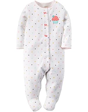 Baby Girls' Dot Terry Footie (Baby)