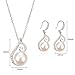 OUFO Necklace and Earrings Jewelry Silver Plated Set for Women 1920s Faux Pearl Pendant Sets for Wedding