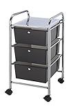 Blue Hills Studio SC3SM 13-Inch by 26-Inch by 15-1/2-Inch Storage Cart with 3 Drawers, Smoke