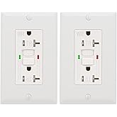 2 Pack - POWAWINI GFCI Outlet 20 Amp, UL Listed, Self-Test GFI Receptacles, TamperResistant, Weather Resistant, LED Indicator