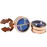HJ Men's Jewelry Blue Glass with Crystal Round Button Cover Rose Gold