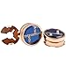 HJ Men's Jewelry Blue Glass with Crystal Round Button Cover Rose Gold