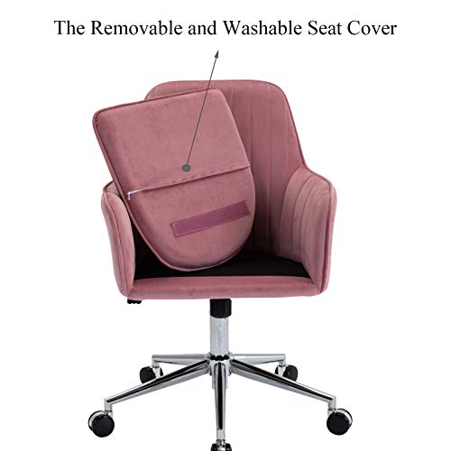 Artechworks Modern Home Office Chair Velvet Desk Chair with Metal Base Mid Back Cute Ergonomic