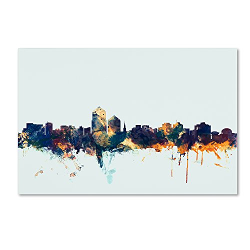 Trademark Fine Art Albuquerque NM Skyline Blue by Michael Tompsett, 16x24-Inch