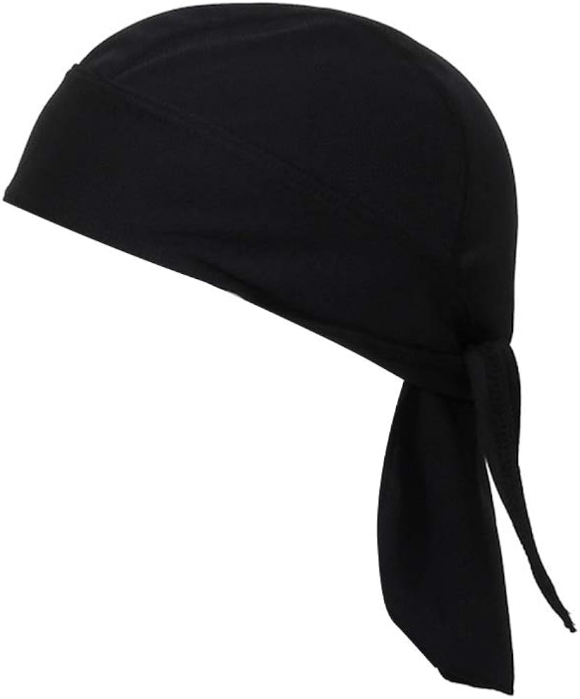 TOPTIE Do Rag Cycling Pirate Hat Cooling Helmet Liner Skull Cap Headwear-Black