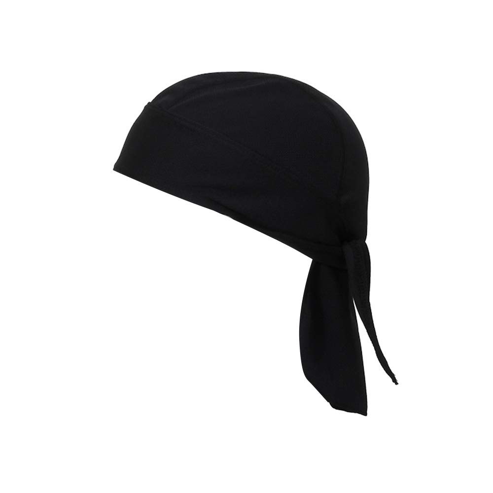 TOPTIE Do Rag Cycling Pirate Hat Cooling Helmet Liner Skull Cap Headwear-Black