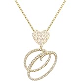BLBLJERY 14K Gold Plated Initial Necklaces for Women imitation Diamond Heart Initial Necklace Cubic Zirconia Initial Pendant Iced Out Letter Necklace