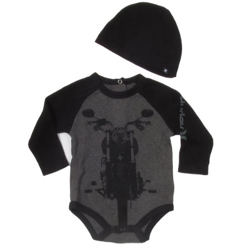 Hurley Baby Boys Thermal Waffle Cotton Motorcycle Top with Beanie