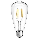 Antique LED Bulb,Oak Leaf 4W ST64 Vintage Antique Style Edison Bulb LED Light,2700K,SoftWhite,E26 (E27) Screw Base ()