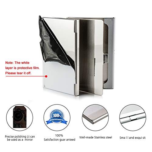 Professional Business Card Holder, 2 Pack Business Card Case Slim Design Stainless Steel Card Holders for Men & Women, Keep Business Cards in Immaculate Condition (Black/Silver)