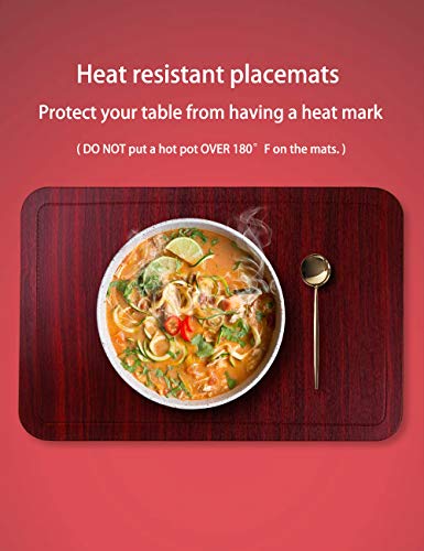 Alpiriral Dining PlaceMats Set of 8 Heat Resistant PlaceMats Easy to Wipe Off Scrub Vinyl Place Mats Washable Table Mats Protect A Table from Messes & with A Nice Looking in Cherry Red