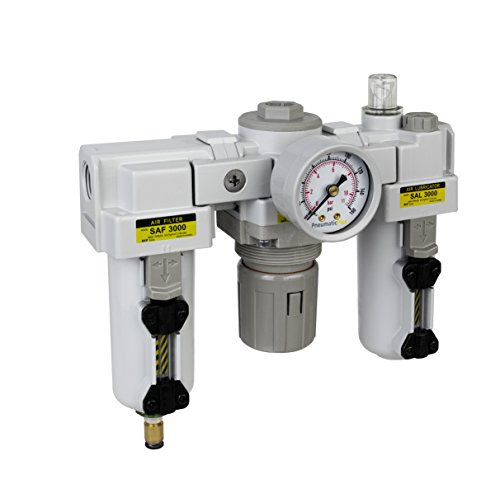 PneumaticPlus SAU3000M-N03DG-MEP 3 Unit Combo Compressed Air Filter Regulator Lubricator, 3/8" Pipe Size, NPT-Auto Drain, Metal Bowl, 10 μm with Gauge - Thumbnail 7
