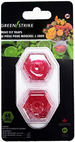 GREENSTRIKE 60002 - 2 Pack Prefilled Fruit Fly Trap, Clear, Small