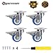 SPACECARE 2 Inches Caster Wheels, Heavy Duty Locking Casters with Brake Set of 4, 800Lbs with 360 Degree No Noise Swivel Plate Castors