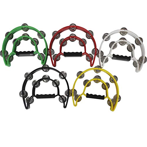 difcuyg5Ozw Double Layer Tambourine Light Durable Metal Jingle Hand-held Percussion Musical Instruments Funny Toy - Black