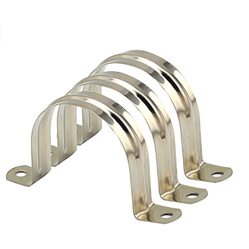 50MM 304 Stainless Steel Two Hole Tube Strap Tension Clips U-Tube Clamp Connecting Ring Hose Clamp Card 10PCS - Thumbnail 2