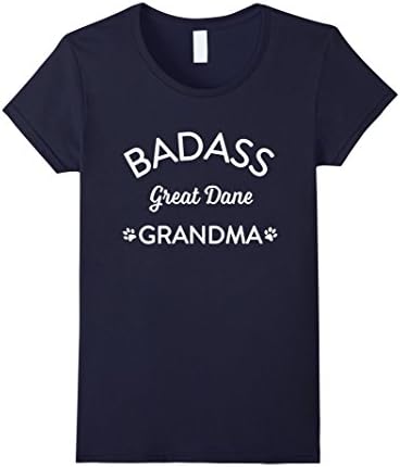Womens BADASS GREAT DANE GRANDMA I LOVE MY DOG T-SHIRT Large Navy