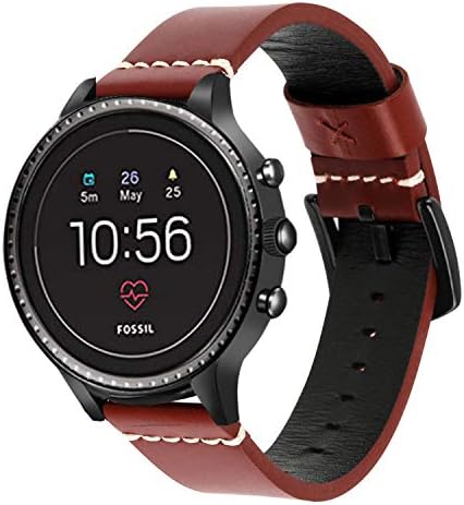 Dmorr Watch Strap for Samsung Galaxy Watch 46mm SM-R800, 22mm Quick Release Band Genuine Leather Bracelet Belt Replacement with Stainless Steel Buckle for Gear S3 Classic/Frontier, Ticwatch Pro/E2/S2