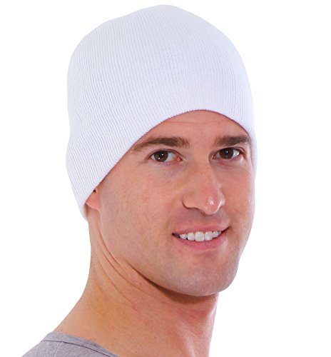 Simplicity Women / Men Short Knit Beanie Skull Hat Cap, White