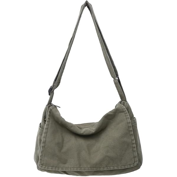 thumbnail image 2 of Canvas Messenger Bag Large Hobo Crossbody Bag With Multiple... 2 of 9