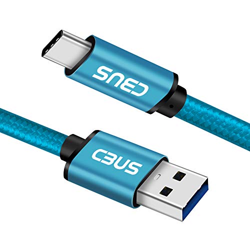 CBUS Short 8-inch 3A Heavy-Duty Double Braided USB-C 3.2 Cable to USB-A 3.0 Fast Charge Cable for Pixel 3a, Galaxy S10/S10e/S9 Moto Z3/G6/G7/G7 Power, LG G8/G7/V40/V35 ThinQ, Stylo 4, BLU G9 (Blue)
