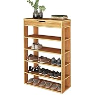 sogesfurniture Shoe Rack 29.5 Inches 5 Tier Free Standing Wooden Shoe Storage Shelf Shoe Organizer,Teak BHUS-L24-TK